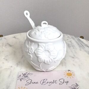 Anthropologie Luciana Glazed Stoneware Sugar Pot New In Box NWT